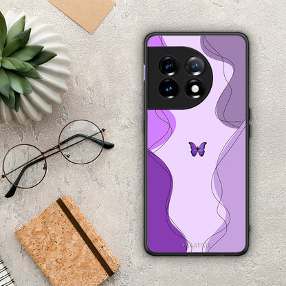 Θήκη OnePlus 11R / ACE 2 5G Purple Mariposa από τη Smartfits με σχέδιο στο πίσω μέρος και μαύρο περίβλημα | OnePlus 11R / ACE 2 5G Purple Mariposa Case with Colorful Back and Black Bezels