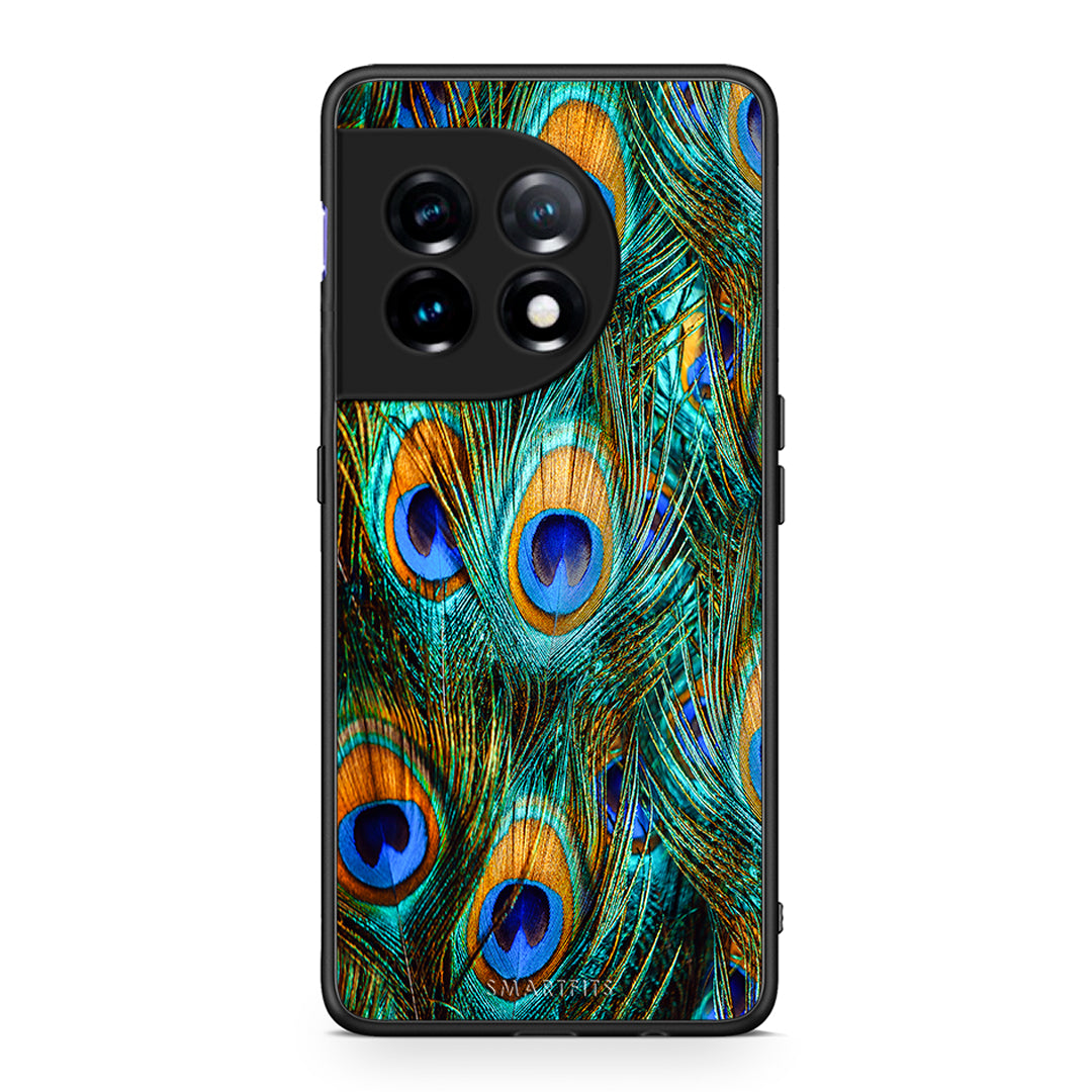 Θήκη OnePlus 11R / ACE 2 5G Real Peacock Feathers από τη Smartfits με σχέδιο στο πίσω μέρος και μαύρο περίβλημα | OnePlus 11R / ACE 2 5G Real Peacock Feathers Case with Colorful Back and Black Bezels