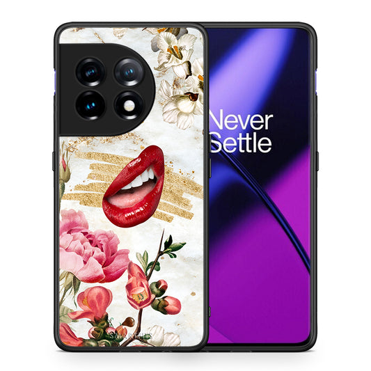 Θήκη OnePlus 11R / ACE 2 5G Red Lips από τη Smartfits με σχέδιο στο πίσω μέρος και μαύρο περίβλημα | OnePlus 11R / ACE 2 5G Red Lips Case with Colorful Back and Black Bezels