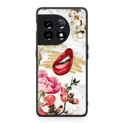 Θήκη OnePlus 11R / ACE 2 5G Red Lips από τη Smartfits με σχέδιο στο πίσω μέρος και μαύρο περίβλημα | OnePlus 11R / ACE 2 5G Red Lips Case with Colorful Back and Black Bezels