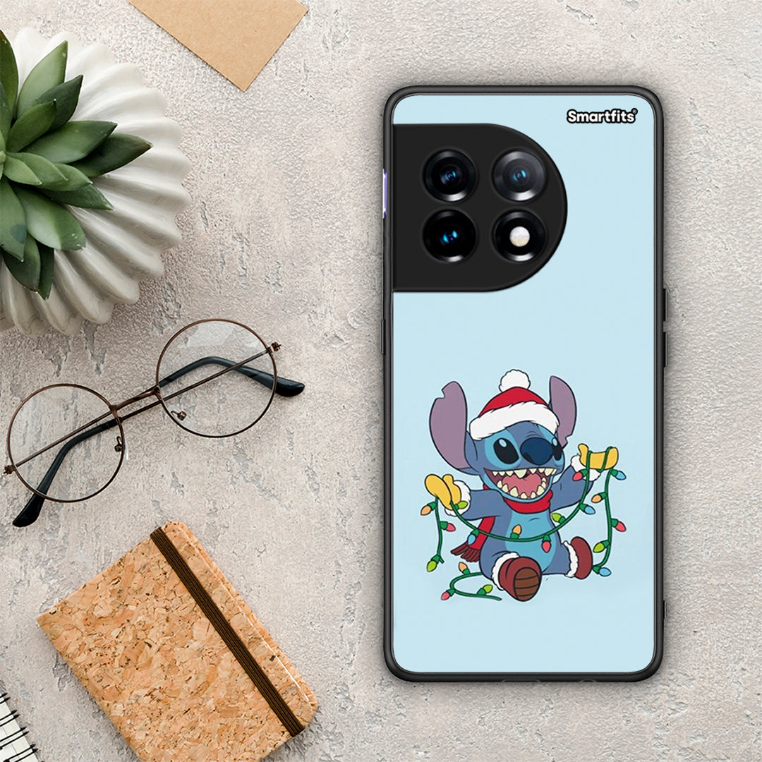 Θήκη OnePlus 11R / ACE 2 5G Santa Stich από τη Smartfits με σχέδιο στο πίσω μέρος και μαύρο περίβλημα | OnePlus 11R / ACE 2 5G Santa Stich Case with Colorful Back and Black Bezels