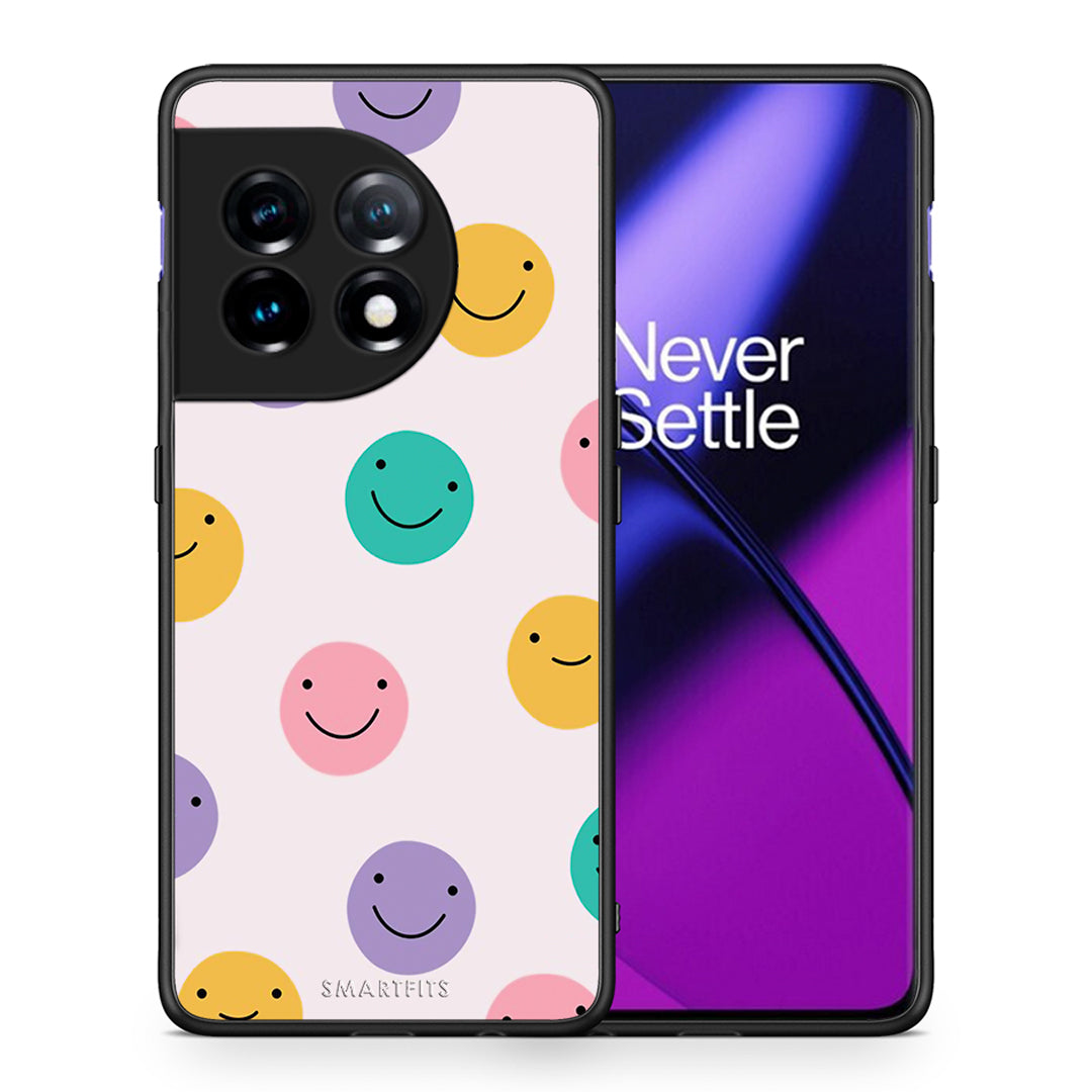 Θήκη OnePlus 11 5G Smiley Faces από τη Smartfits με σχέδιο στο πίσω μέρος και μαύρο περίβλημα | OnePlus 11 5G Smiley Faces Case with Colorful Back and Black Bezels