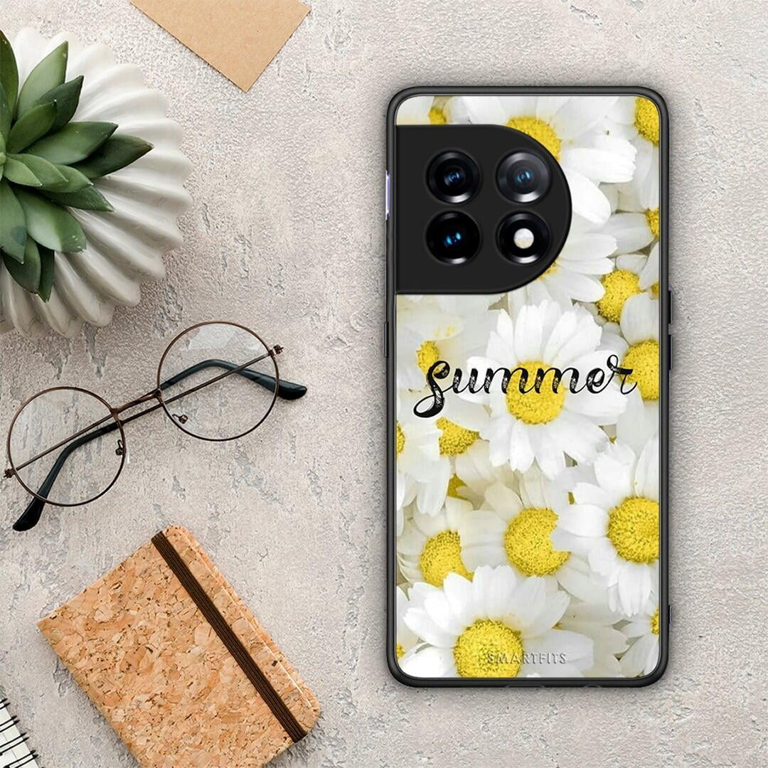 Θήκη OnePlus 11 5G Summer Daisies από τη Smartfits με σχέδιο στο πίσω μέρος και μαύρο περίβλημα | OnePlus 11 5G Summer Daisies Case with Colorful Back and Black Bezels