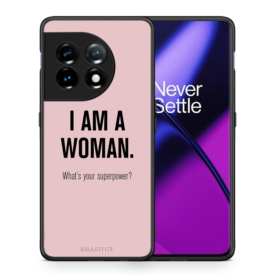 Θήκη OnePlus 11 5G Superpower Woman από τη Smartfits με σχέδιο στο πίσω μέρος και μαύρο περίβλημα | OnePlus 11 5G Superpower Woman Case with Colorful Back and Black Bezels