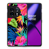 Thumbnail for Θήκη OnePlus 11 5G Tropical Flowers από τη Smartfits με σχέδιο στο πίσω μέρος και μαύρο περίβλημα | OnePlus 11 5G Tropical Flowers Case with Colorful Back and Black Bezels