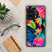 Thumbnail for Θήκη OnePlus 11 5G Tropical Flowers από τη Smartfits με σχέδιο στο πίσω μέρος και μαύρο περίβλημα | OnePlus 11 5G Tropical Flowers Case with Colorful Back and Black Bezels