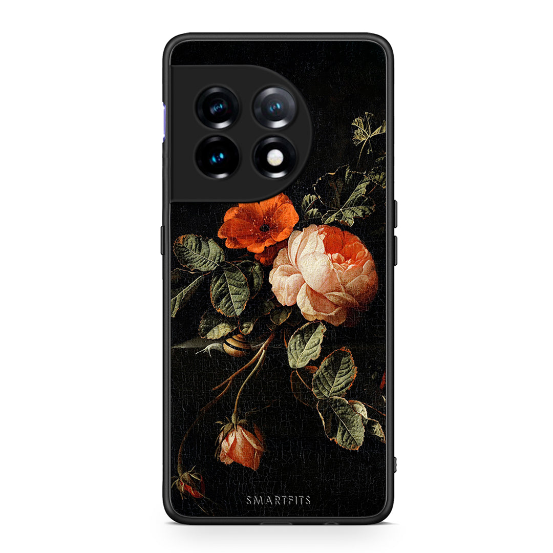 Θήκη OnePlus 11 5G Vintage Roses από τη Smartfits με σχέδιο στο πίσω μέρος και μαύρο περίβλημα | OnePlus 11 5G Vintage Roses Case with Colorful Back and Black Bezels