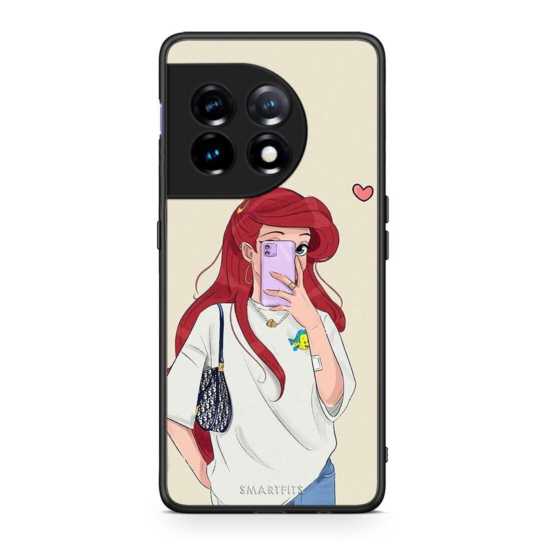 Θήκη OnePlus 11 5G Walking Mermaid από τη Smartfits με σχέδιο στο πίσω μέρος και μαύρο περίβλημα | OnePlus 11 5G Walking Mermaid Case with Colorful Back and Black Bezels