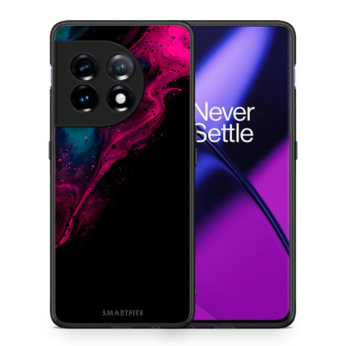 Θήκη OnePlus 11 5G Watercolor Pink Black από τη Smartfits με σχέδιο στο πίσω μέρος και μαύρο περίβλημα | OnePlus 11 5G Watercolor Pink Black Case with Colorful Back and Black Bezels
