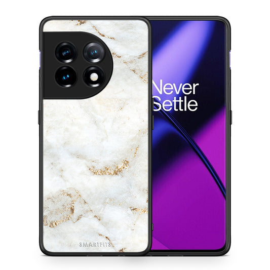Θήκη OnePlus 11R / ACE 2 5G White Gold Marble από τη Smartfits με σχέδιο στο πίσω μέρος και μαύρο περίβλημα | OnePlus 11R / ACE 2 5G White Gold Marble Case with Colorful Back and Black Bezels