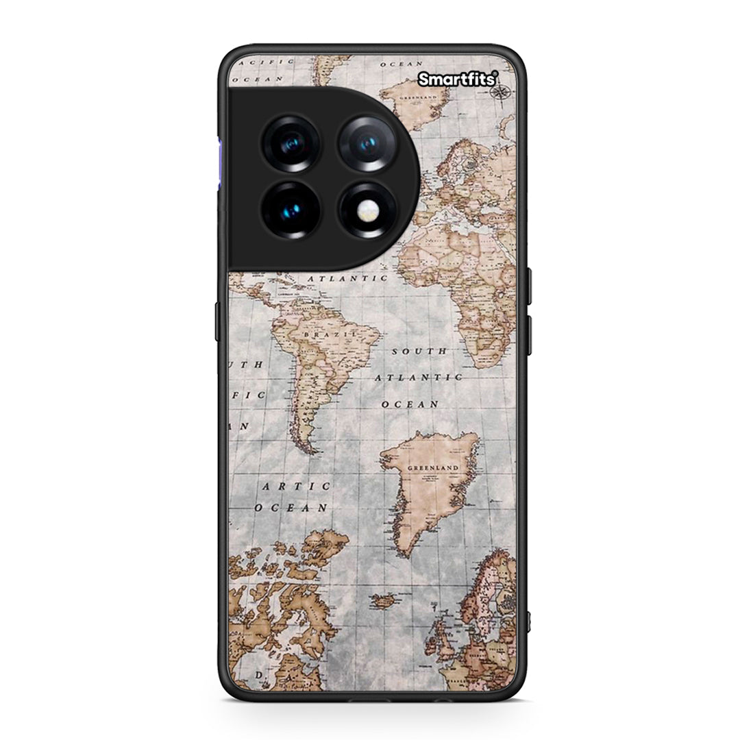 Θήκη OnePlus 11 5G World Map από τη Smartfits με σχέδιο στο πίσω μέρος και μαύρο περίβλημα | OnePlus 11 5G World Map Case with Colorful Back and Black Bezels