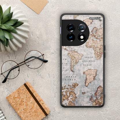 Θήκη OnePlus 11R / ACE 2 5G World Map από τη Smartfits με σχέδιο στο πίσω μέρος και μαύρο περίβλημα | OnePlus 11R / ACE 2 5G World Map Case with Colorful Back and Black Bezels