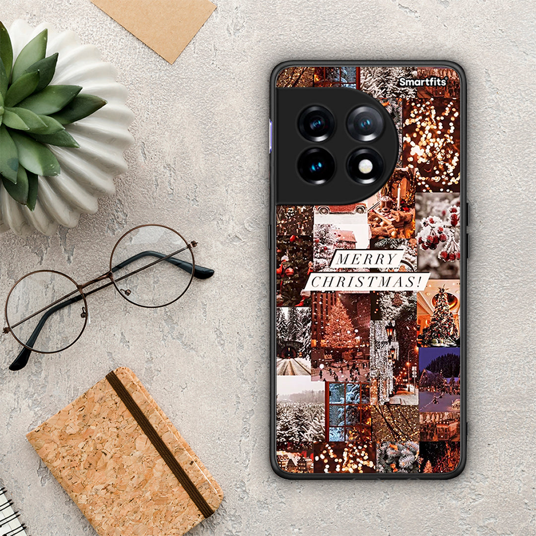 Θήκη OnePlus 11R / ACE 2 5G Xmas Collage από τη Smartfits με σχέδιο στο πίσω μέρος και μαύρο περίβλημα | OnePlus 11R / ACE 2 5G Xmas Collage Case with Colorful Back and Black Bezels