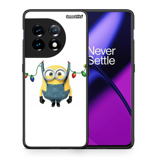 Θήκη OnePlus 11R / ACE 2 5G Xmas Minion Lights από τη Smartfits με σχέδιο στο πίσω μέρος και μαύρο περίβλημα | OnePlus 11R / ACE 2 5G Xmas Minion Lights Case with Colorful Back and Black Bezels