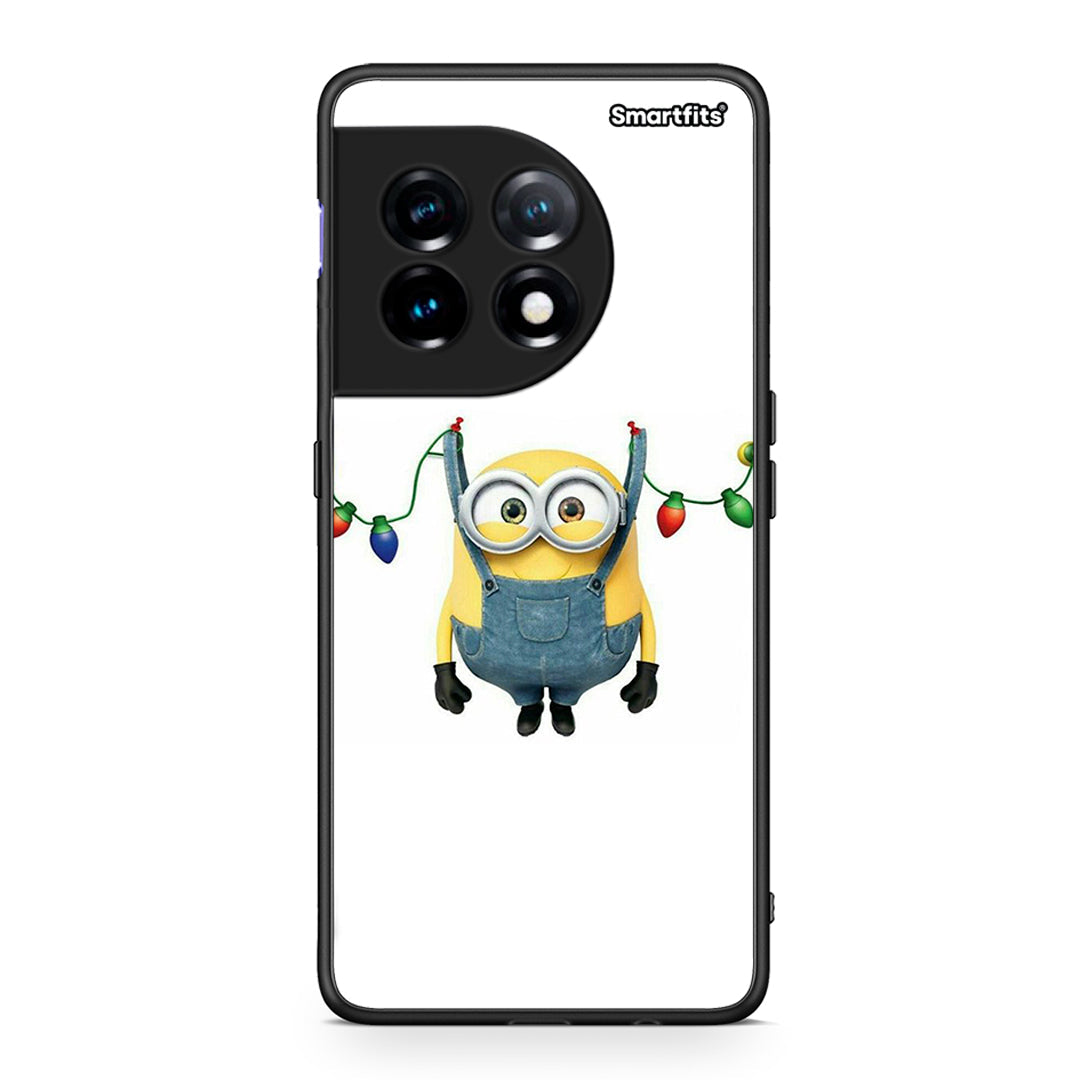 Θήκη OnePlus 11 5G Xmas Minion Lights από τη Smartfits με σχέδιο στο πίσω μέρος και μαύρο περίβλημα | OnePlus 11 5G Xmas Minion Lights Case with Colorful Back and Black Bezels