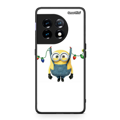 Θήκη OnePlus 11R / ACE 2 5G Xmas Minion Lights από τη Smartfits με σχέδιο στο πίσω μέρος και μαύρο περίβλημα | OnePlus 11R / ACE 2 5G Xmas Minion Lights Case with Colorful Back and Black Bezels