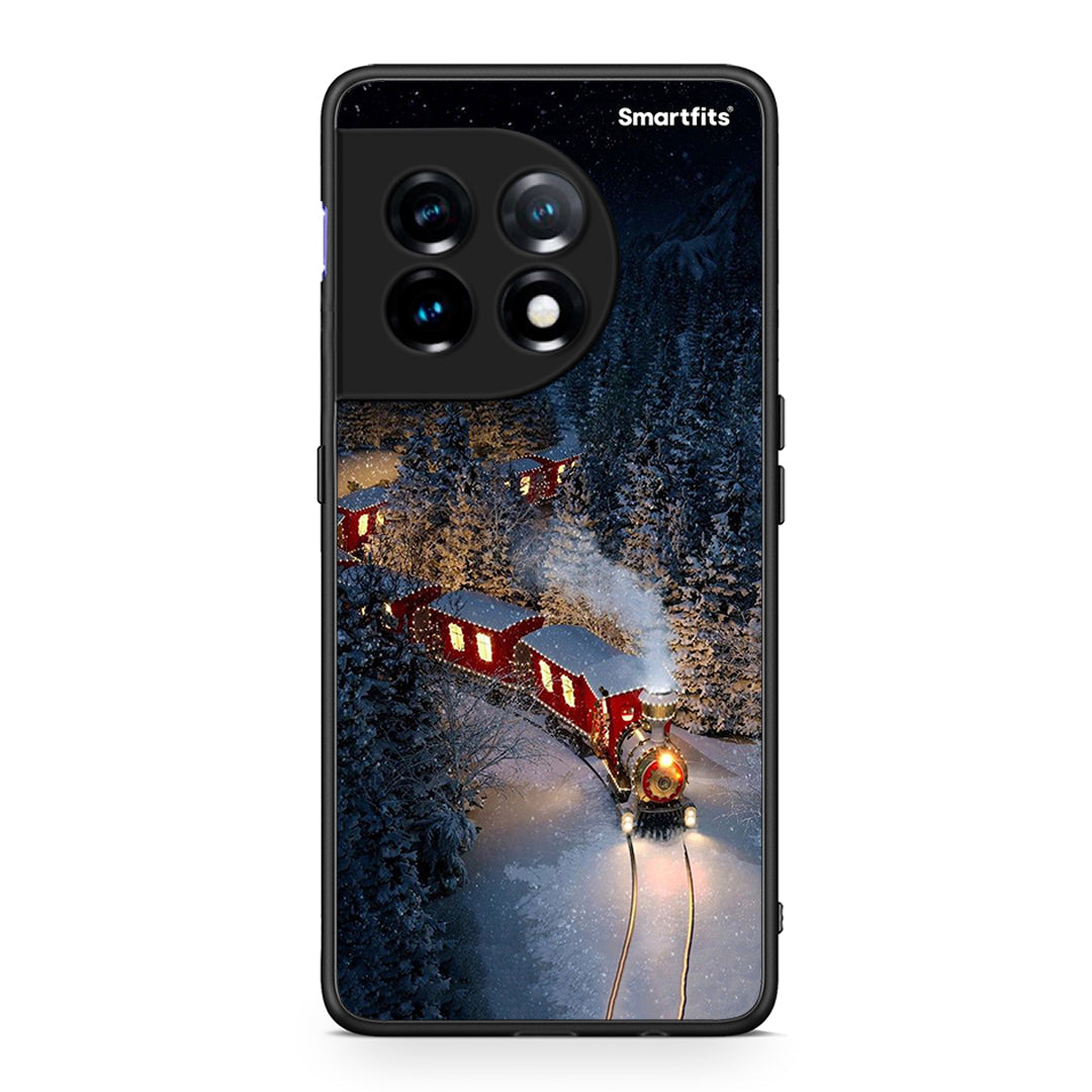 Θήκη OnePlus 11 5G Xmas Train από τη Smartfits με σχέδιο στο πίσω μέρος και μαύρο περίβλημα | OnePlus 11 5G Xmas Train Case with Colorful Back and Black Bezels