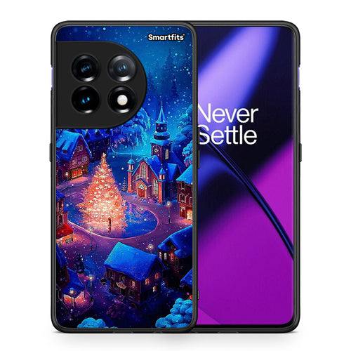 Θήκη OnePlus 11 5G Xmas Village από τη Smartfits με σχέδιο στο πίσω μέρος και μαύρο περίβλημα | OnePlus 11 5G Xmas Village Case with Colorful Back and Black Bezels