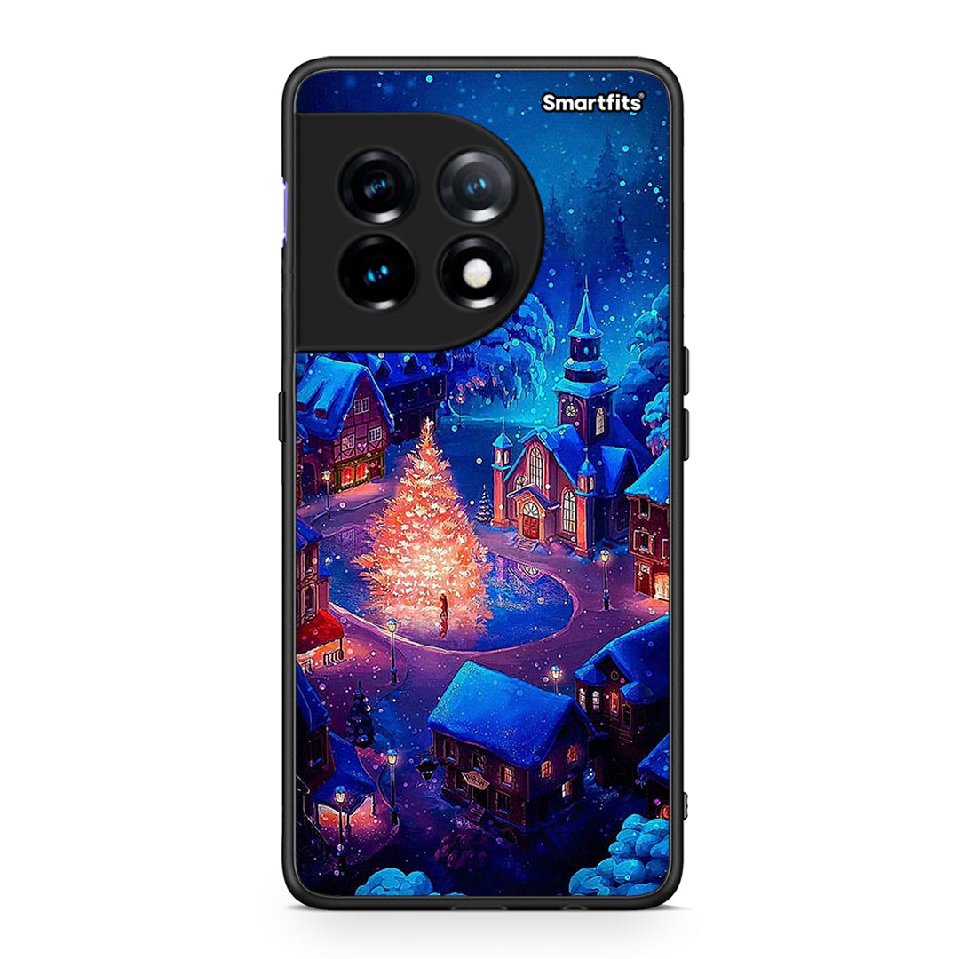 Θήκη OnePlus 11 5G Xmas Village από τη Smartfits με σχέδιο στο πίσω μέρος και μαύρο περίβλημα | OnePlus 11 5G Xmas Village Case with Colorful Back and Black Bezels