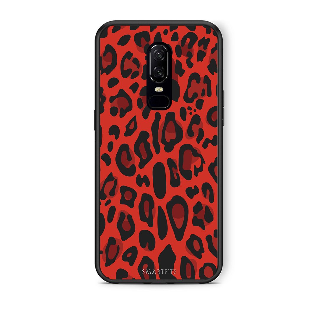 4 - OnePlus 6 Red Leopard Animal case, cover, bumper