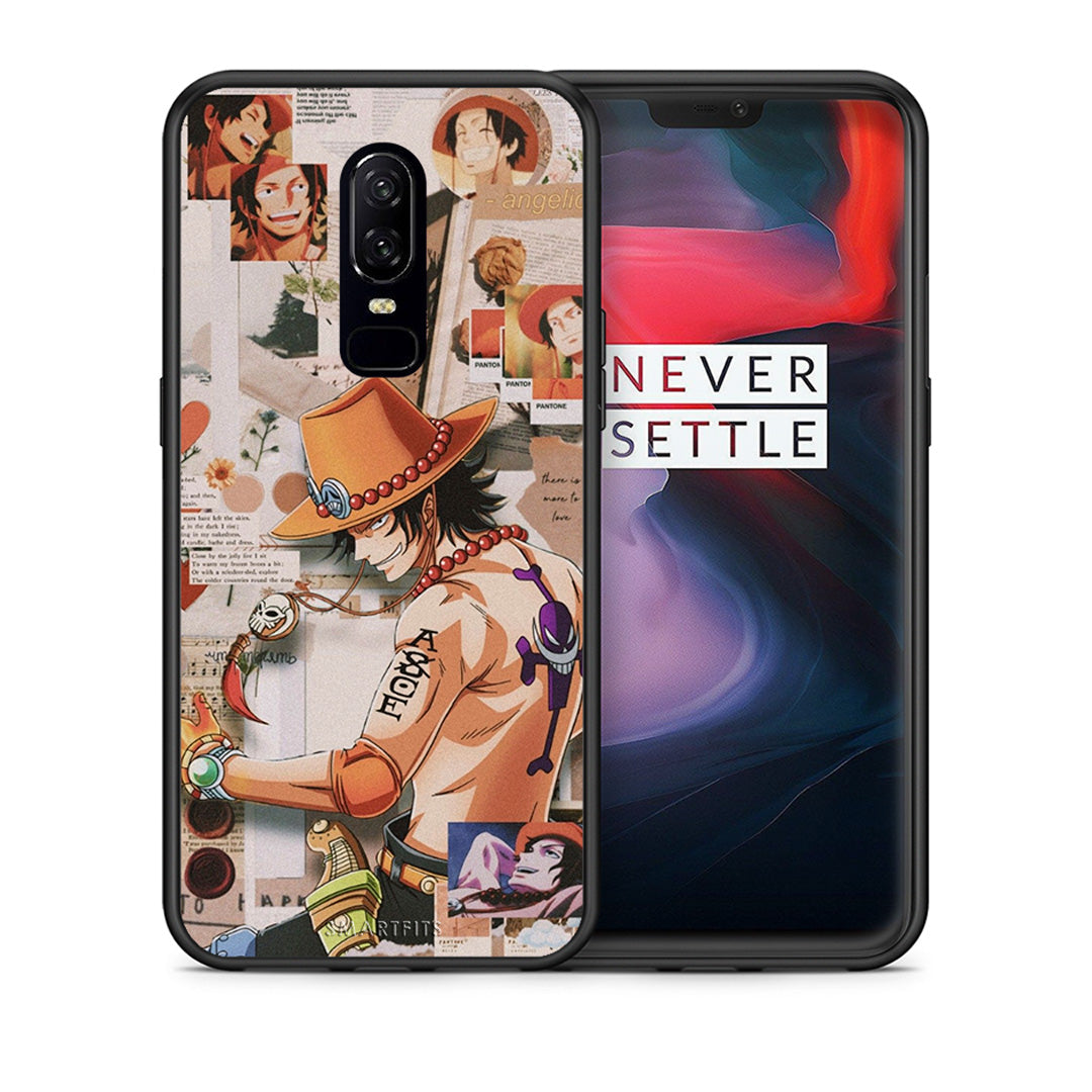 Θήκη OnePlus 6 Anime Collage από τη Smartfits με σχέδιο στο πίσω μέρος και μαύρο περίβλημα | OnePlus 6 Anime Collage case with colorful back and black bezels