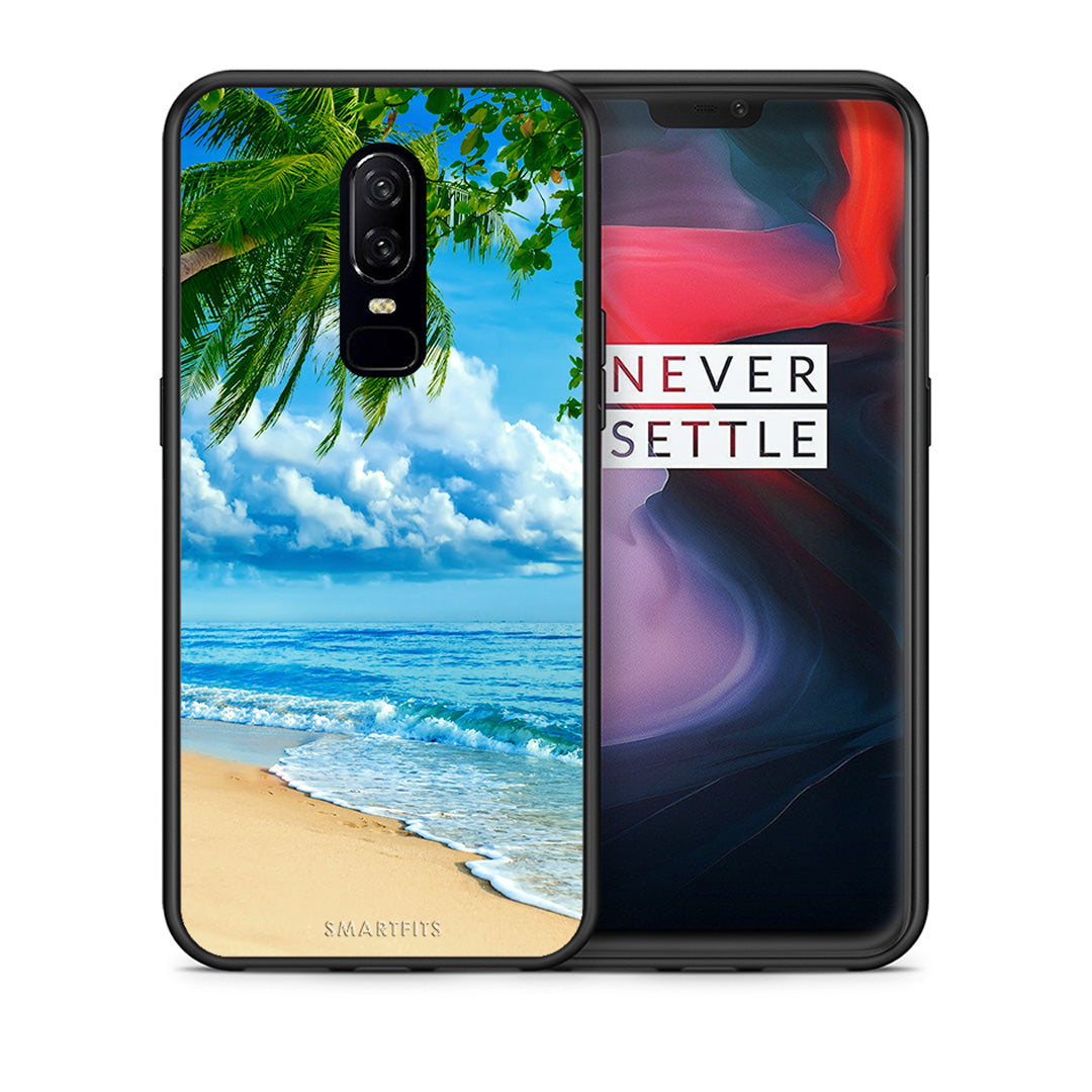 Θήκη OnePlus 6 Beautiful Beach από τη Smartfits με σχέδιο στο πίσω μέρος και μαύρο περίβλημα | OnePlus 6 Beautiful Beach case with colorful back and black bezels
