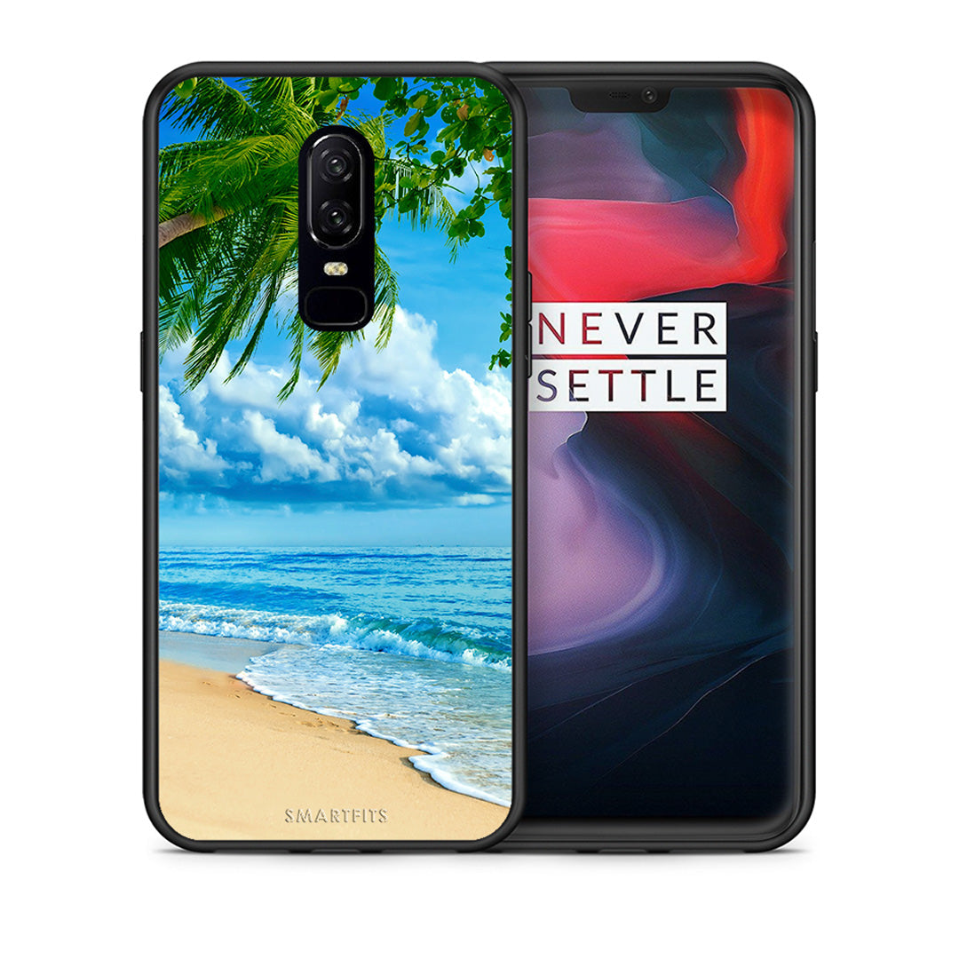 Θήκη OnePlus 6 Beautiful Beach από τη Smartfits με σχέδιο στο πίσω μέρος και μαύρο περίβλημα | OnePlus 6 Beautiful Beach case with colorful back and black bezels
