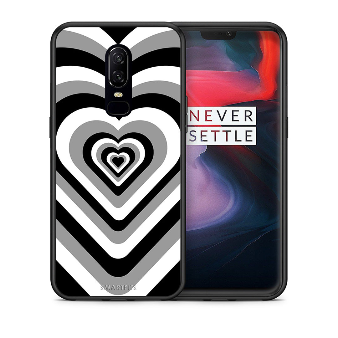 Θήκη OnePlus 6 Black Hearts από τη Smartfits με σχέδιο στο πίσω μέρος και μαύρο περίβλημα | OnePlus 6 Black Hearts case with colorful back and black bezels