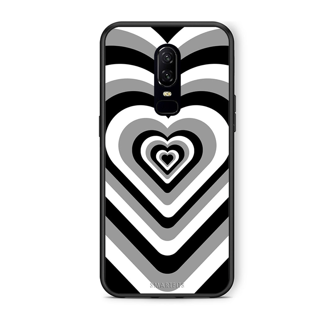 OnePlus 6 Black Hearts θήκη από τη Smartfits με σχέδιο στο πίσω μέρος και μαύρο περίβλημα | Smartphone case with colorful back and black bezels by Smartfits