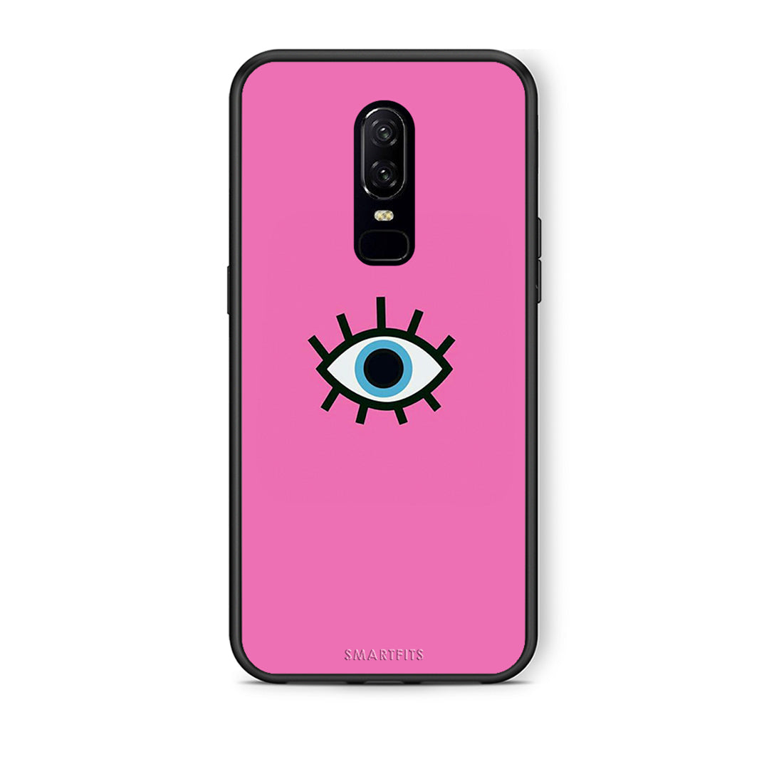 OnePlus 6 Blue Eye Pink θήκη από τη Smartfits με σχέδιο στο πίσω μέρος και μαύρο περίβλημα | Smartphone case with colorful back and black bezels by Smartfits