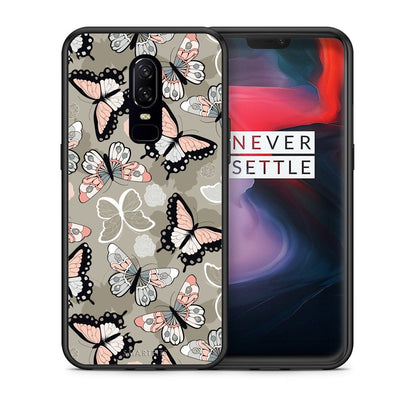 Θήκη OnePlus 6 Butterflies Boho από τη Smartfits με σχέδιο στο πίσω μέρος και μαύρο περίβλημα | OnePlus 6 Butterflies Boho case with colorful back and black bezels