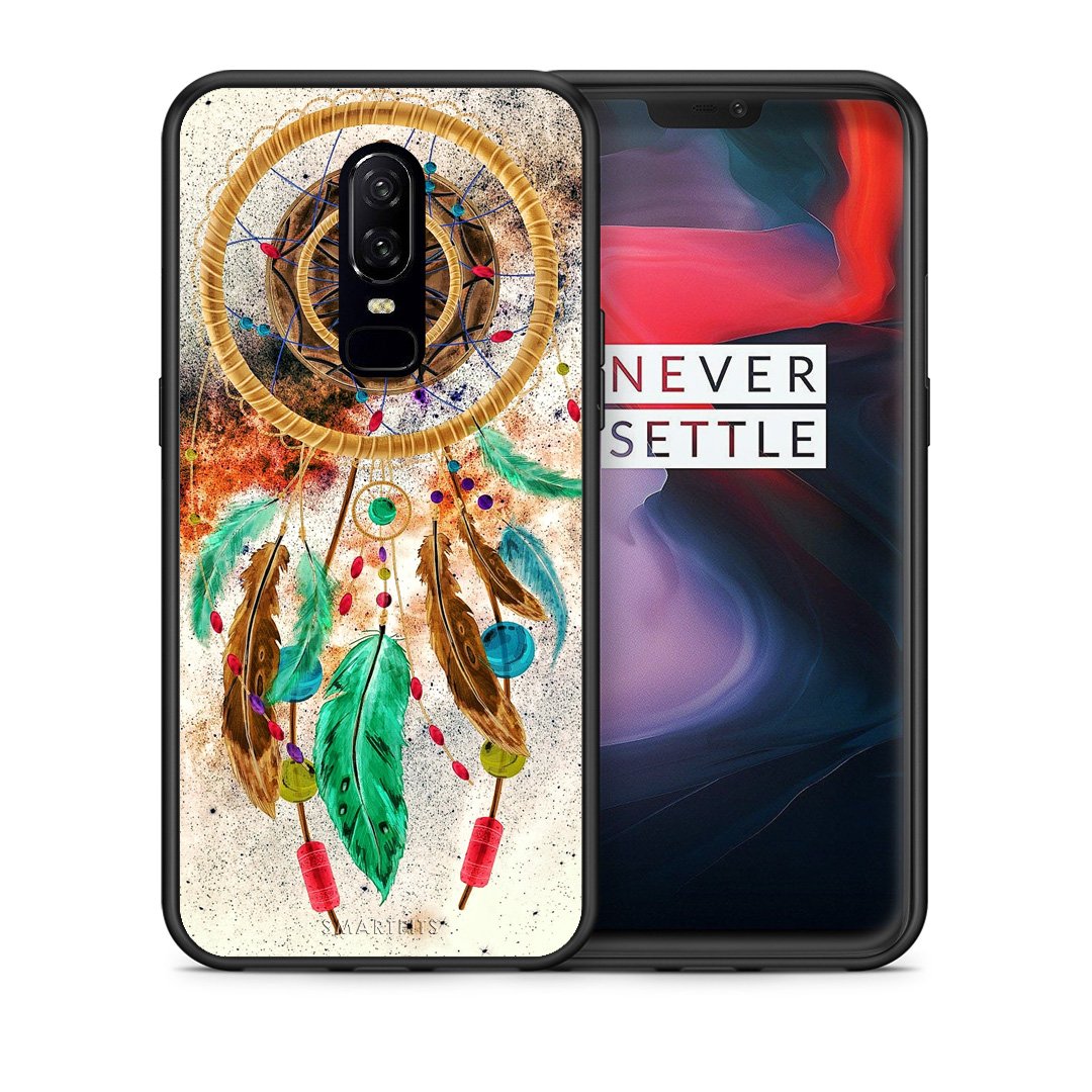 Θήκη OnePlus 6 DreamCatcher Boho από τη Smartfits με σχέδιο στο πίσω μέρος και μαύρο περίβλημα | OnePlus 6 DreamCatcher Boho case with colorful back and black bezels