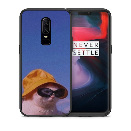 Θήκη OnePlus 6 Cat Diva από τη Smartfits με σχέδιο στο πίσω μέρος και μαύρο περίβλημα | OnePlus 6 Cat Diva case with colorful back and black bezels