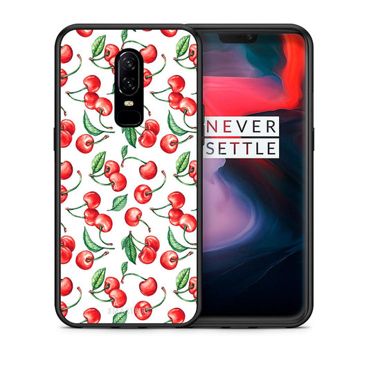 Θήκη OnePlus 6 Cherry Summer από τη Smartfits με σχέδιο στο πίσω μέρος και μαύρο περίβλημα | OnePlus 6 Cherry Summer case with colorful back and black bezels