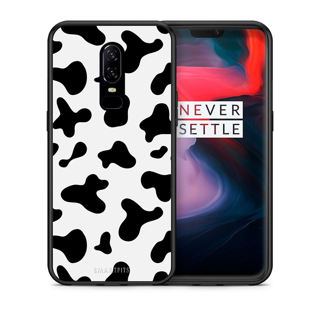 Θήκη OnePlus 6 Cow Print από τη Smartfits με σχέδιο στο πίσω μέρος και μαύρο περίβλημα | OnePlus 6 Cow Print case with colorful back and black bezels