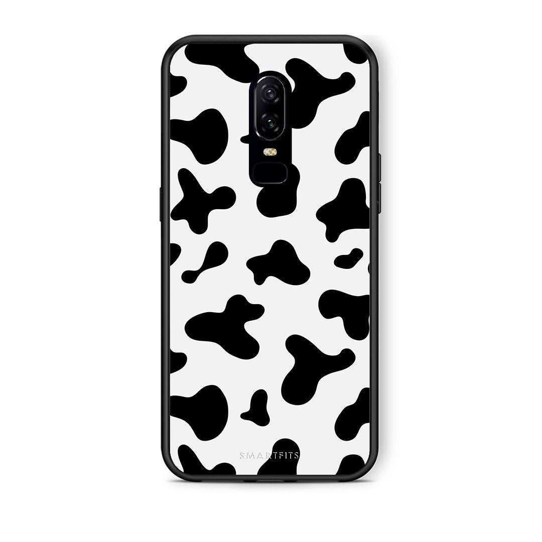 OnePlus 6 Cow Print θήκη από τη Smartfits με σχέδιο στο πίσω μέρος και μαύρο περίβλημα | Smartphone case with colorful back and black bezels by Smartfits