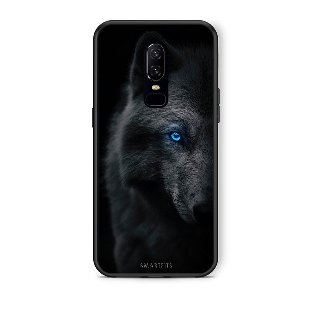 OnePlus 6 Dark Wolf θήκη από τη Smartfits με σχέδιο στο πίσω μέρος και μαύρο περίβλημα | Smartphone case with colorful back and black bezels by Smartfits