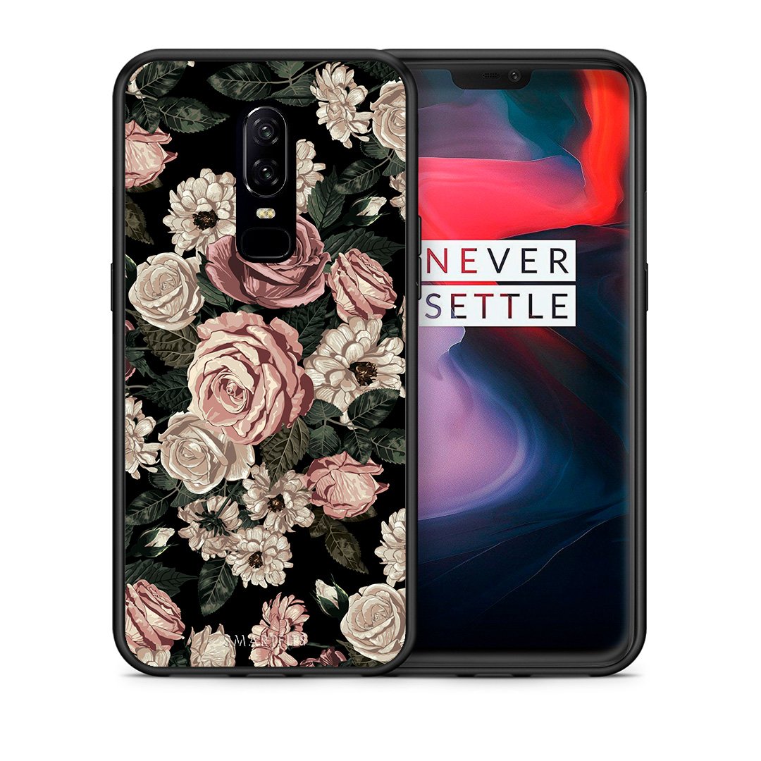 Θήκη OnePlus 6 Wild Roses Flower από τη Smartfits με σχέδιο στο πίσω μέρος και μαύρο περίβλημα | OnePlus 6 Wild Roses Flower case with colorful back and black bezels