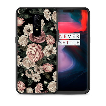 Θήκη OnePlus 6 Wild Roses Flower από τη Smartfits με σχέδιο στο πίσω μέρος και μαύρο περίβλημα | OnePlus 6 Wild Roses Flower case with colorful back and black bezels