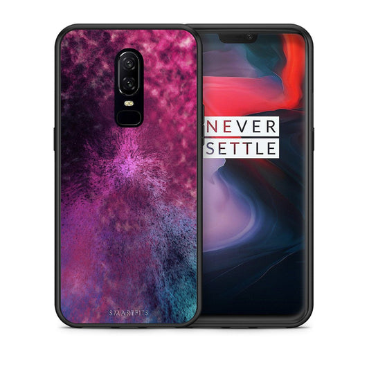 Θήκη OnePlus 6 Aurora Galaxy από τη Smartfits με σχέδιο στο πίσω μέρος και μαύρο περίβλημα | OnePlus 6 Aurora Galaxy case with colorful back and black bezels
