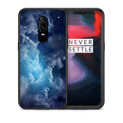 Θήκη OnePlus 6 Blue Sky Galaxy από τη Smartfits με σχέδιο στο πίσω μέρος και μαύρο περίβλημα | OnePlus 6 Blue Sky Galaxy case with colorful back and black bezels