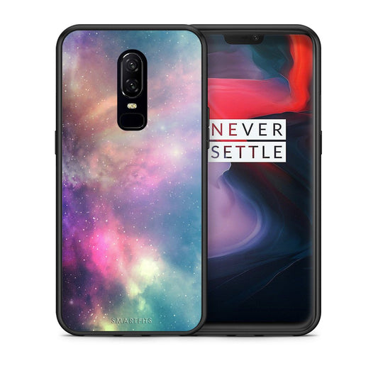 Θήκη OnePlus 6 Rainbow Galaxy από τη Smartfits με σχέδιο στο πίσω μέρος και μαύρο περίβλημα | OnePlus 6 Rainbow Galaxy case with colorful back and black bezels
