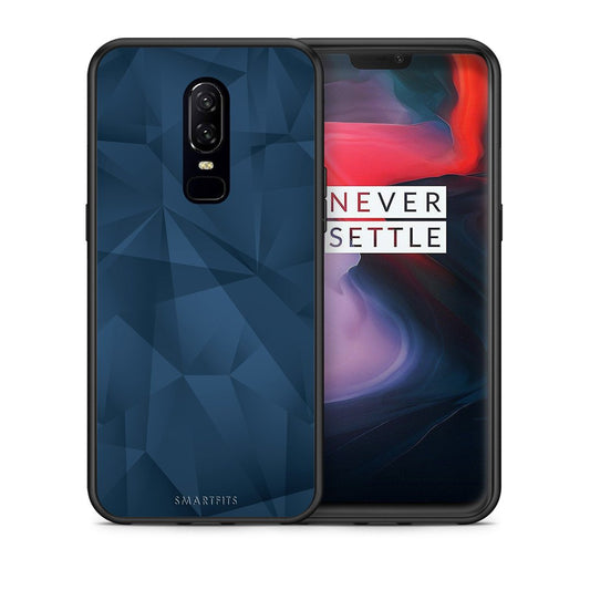Θήκη OnePlus 6 Blue Abstract Geometric από τη Smartfits με σχέδιο στο πίσω μέρος και μαύρο περίβλημα | OnePlus 6 Blue Abstract Geometric case with colorful back and black bezels