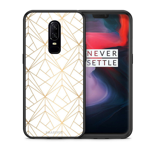 Θήκη OnePlus 6 Luxury White Geometric από τη Smartfits με σχέδιο στο πίσω μέρος και μαύρο περίβλημα | OnePlus 6 Luxury White Geometric case with colorful back and black bezels