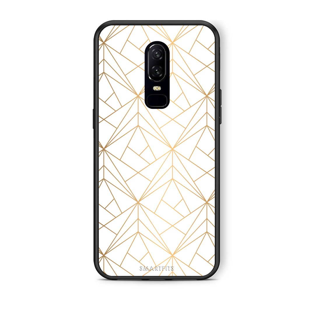 111 - OnePlus 6 Luxury White Geometric case, cover, bumper