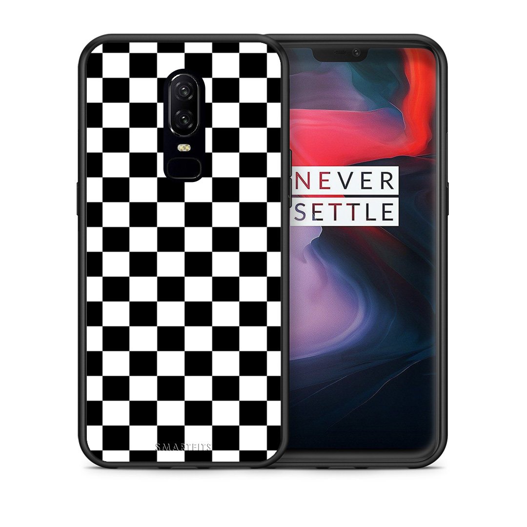 Θήκη OnePlus 6 Squares Geometric από τη Smartfits με σχέδιο στο πίσω μέρος και μαύρο περίβλημα | OnePlus 6 Squares Geometric case with colorful back and black bezels