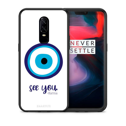 Θήκη OnePlus 6 Karma Says από τη Smartfits με σχέδιο στο πίσω μέρος και μαύρο περίβλημα | OnePlus 6 Karma Says case with colorful back and black bezels