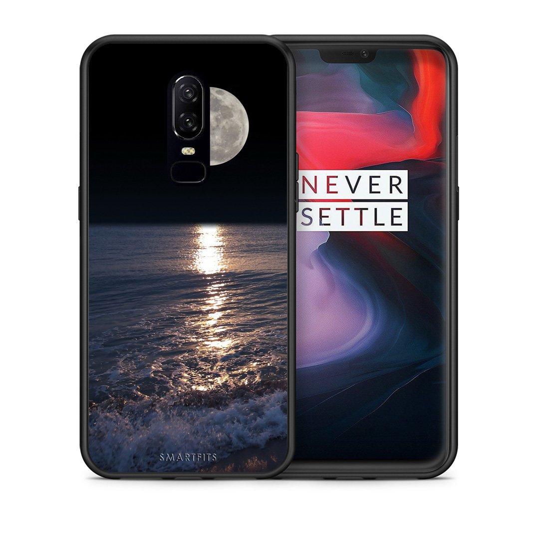 Θήκη OnePlus 6 Moon Landscape από τη Smartfits με σχέδιο στο πίσω μέρος και μαύρο περίβλημα | OnePlus 6 Moon Landscape case with colorful back and black bezels