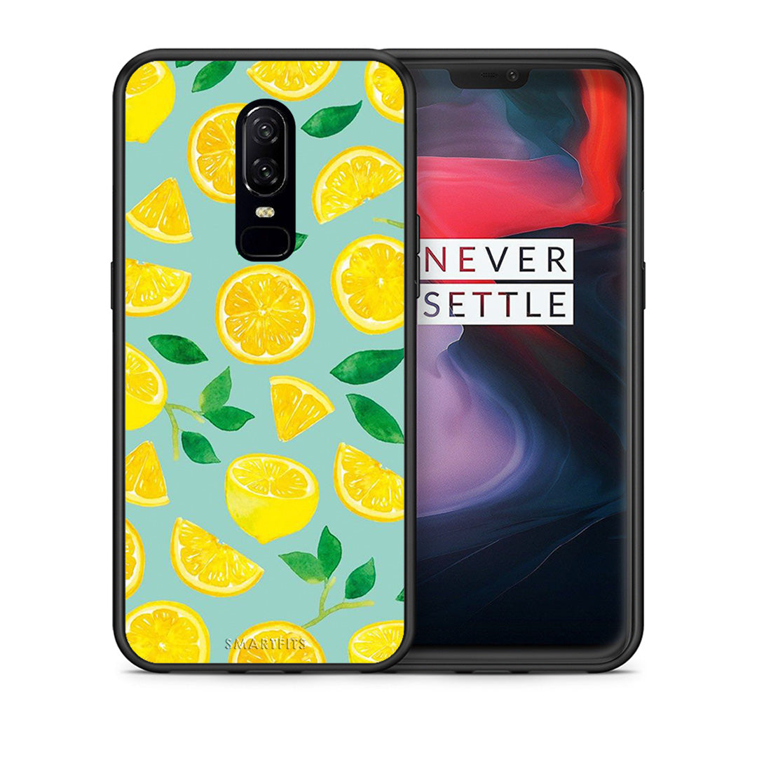 Θήκη OnePlus 6 Lemons από τη Smartfits με σχέδιο στο πίσω μέρος και μαύρο περίβλημα | OnePlus 6 Lemons case with colorful back and black bezels