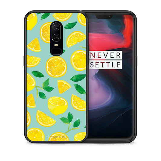 Θήκη OnePlus 6 Lemons από τη Smartfits με σχέδιο στο πίσω μέρος και μαύρο περίβλημα | OnePlus 6 Lemons case with colorful back and black bezels